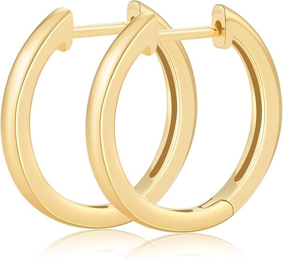 14K Gold Huggie Hoop Earrings for Women - Small Minimalist Earrings