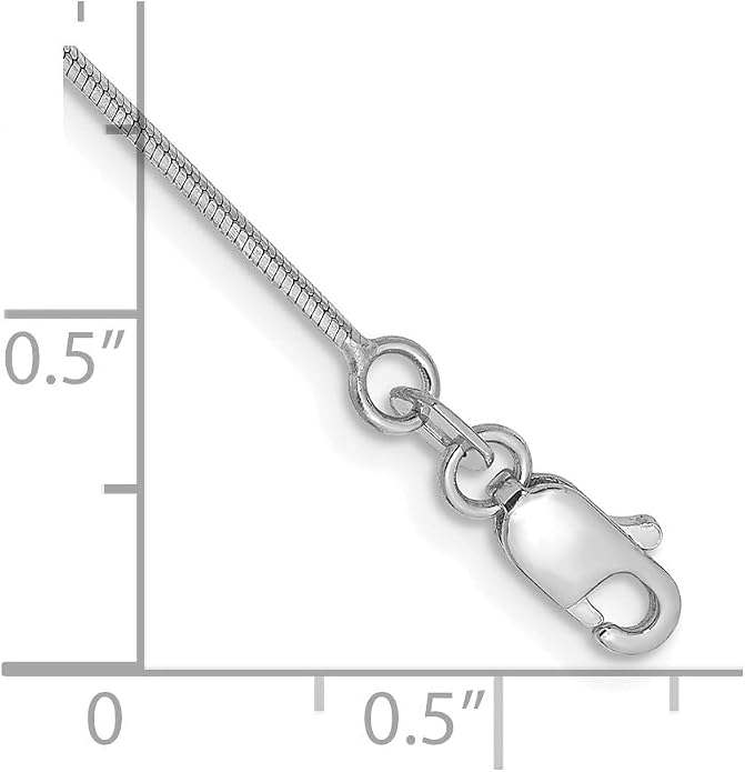 Sonia Jewels Real 14K White Gold 1.00mm Octagonal Snake Foot Chain Ankle Bracelet Anklet - With Secure Lobster Lock Clasp 10"