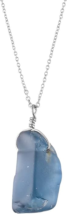Natural Raw Gemstone Crystal Dainty Pendant Necklace for Women, Healing Chakra Stone, Birthstone, Handmade Jewelry, Rhodium Plated 925 Sterling Silver Chain 18" Gift for her