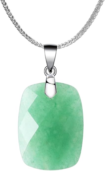 iSTONE 925 Sterling Silver Natural Crytral for Womens Pendant Necklace, Gemstone Birthstone with 17.8" Silver Chain Ladies
