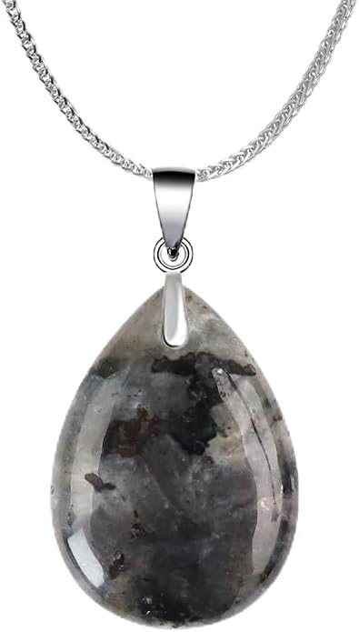iSTONE 925 Sterling Silver Natural Crytral for Womens Pendant Necklace, Gemstone Birthstone with 17.8" Silver Chain Ladies