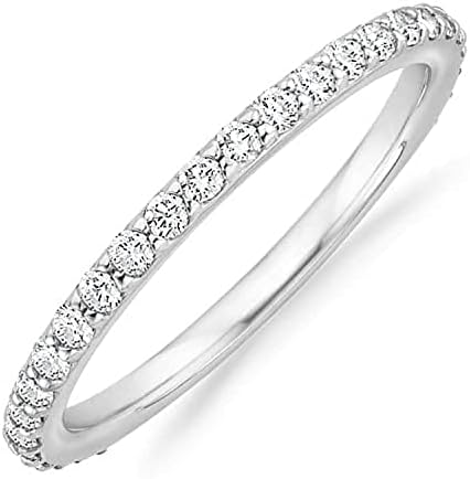 Stackable Eternity Ring for Women 14K Gold Plated Cubic Zirconia Simulated Diamond Wedding Band Silver Jewelry