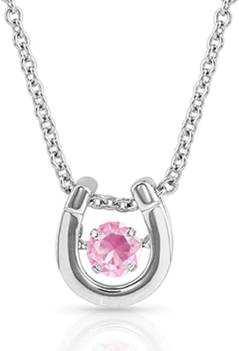 Montana Silversmiths Women's Dancing Birthstone Cubic Zirconia Horseshoe Pendant Necklace