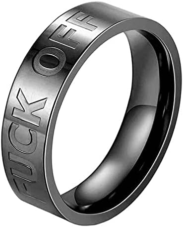 Men's Women's Stainless Steel Personalized Ring Engraved Fuck Off Simple Plain Band 6mm/8mm