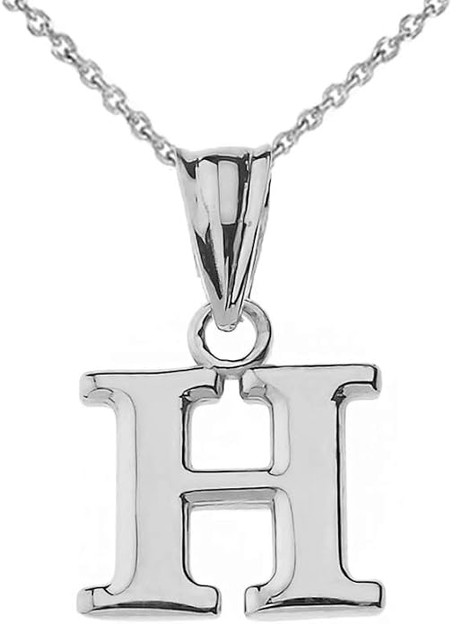 Claddagh Gold .925 Sterling Silver Initial Pendant Charm – Personalized Alphabet Letter Jewelry in 0.80mm or 0.55mm Block Font