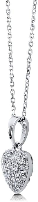 BERRICLE Sterling Silver Heart Pendant Necklace for Women, Cubic Zirconia CZ 18 inch
