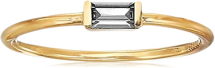 Amazon Essentials 18K Yellow Gold Plated Sterling Silver Cubic Zirconia Fashion Stackable Ring