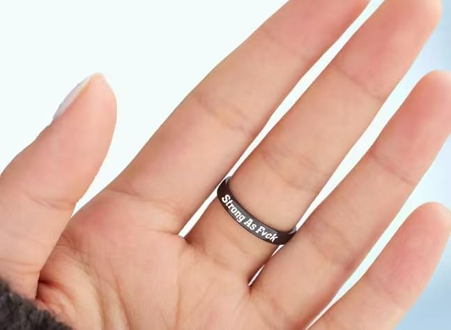 Strong As F*ck Black Rose Self-Love Ring, Burned And Survived Self Love Ring, Dainty Blooming From Darkness Black Rose Rings, Inspirational Jewelry Gifts For Women