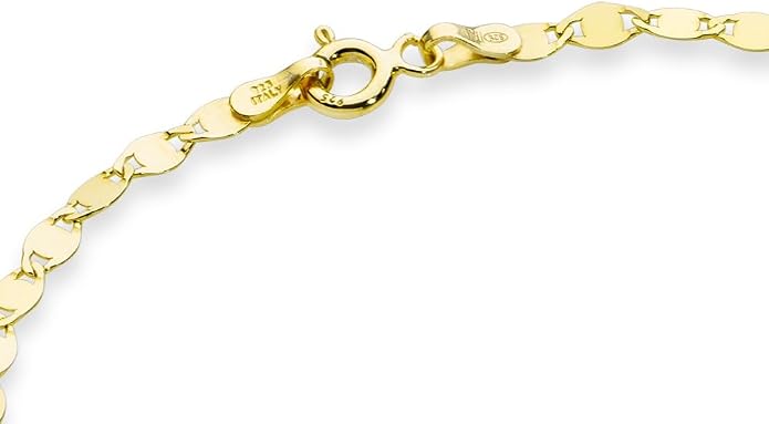 Miabella Italian 925 Sterling Silver or 18K Gold Plated 925 Sterling Silver Sparkle Mirror Link Chain Bracelet for Women, Made in Italy