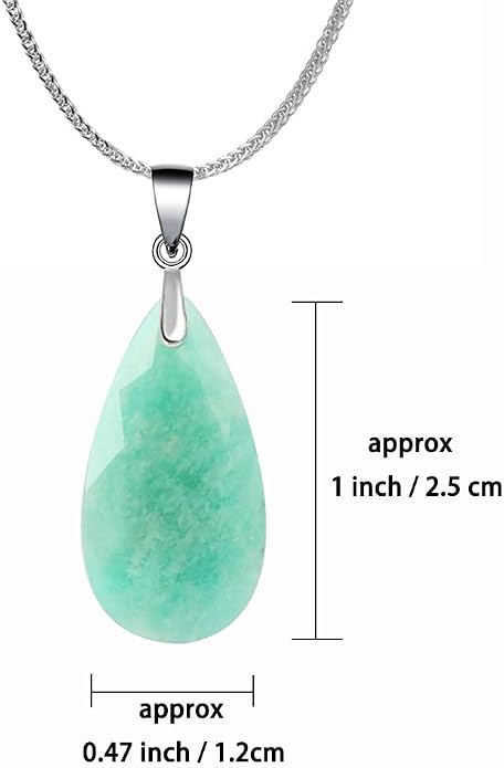iSTONE 925 Sterling Silver Natural Crytral for Womens Pendant Necklace, Gemstone Birthstone with 17.8" Silver Chain Ladies