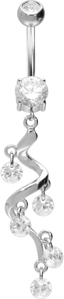 PIERCINGLINE Belly Button Piercing CRYSTAL VINE surgical steel, skin-friendly