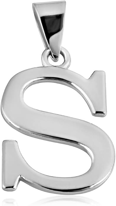Claddagh Gold .925 Sterling Silver Initial Pendant Charm – Personalized Alphabet Letter Jewelry in 0.80mm or 0.55mm Block Font
