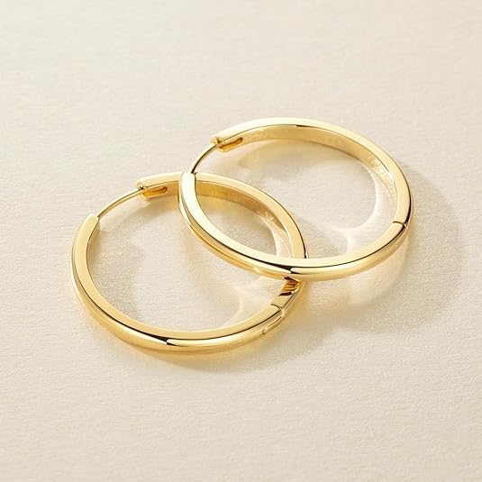 Gold Earrings for Women 14K Gold Hoop Earrings for Women Chunky Classic Huggie Earring Everyday
