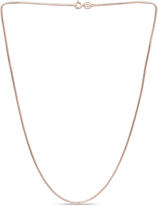 SEA OF ICE Chain Necklace 925 Sterling Silver with Ring Clasp Closure, Italian Box Necklace Chain Necklace for Women & Men, Available in Gold, Rose Gold, Silver, and Black Rhodium, Multisize