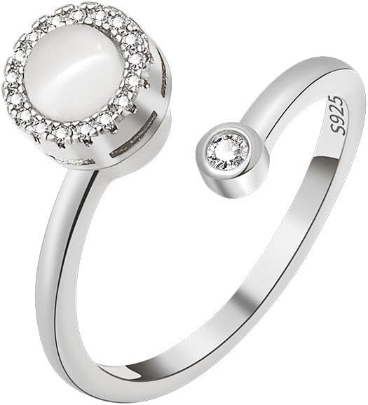 Fidget Ring Anxiety Spinner Ring Open Adjustable Sunflower Star Moon Windmill Butterfly Rings Daisy Stress Relieving Fidget Women Cubic Zirconia Anti Stress Mood Rotate Inspirations Jewelry