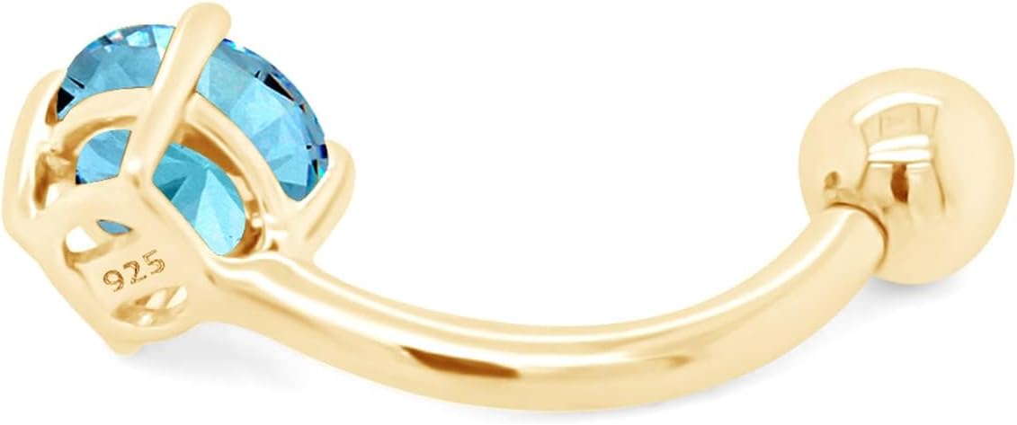 AFFY Round Shape Body Piercing Curved Barbells, Floating Navel Belly Piercing Button Premium Surgical Steel Ring in 14K Gold Over Sterling Silver