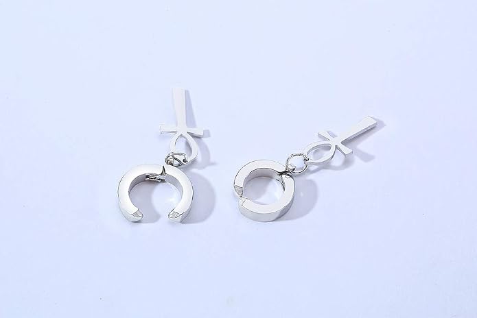 VNOX Unisex Vinatge Stainless Clip On Earrings Non Piercing Feather Charm Dangle Hinged Stud Earrings for Men Women Teen