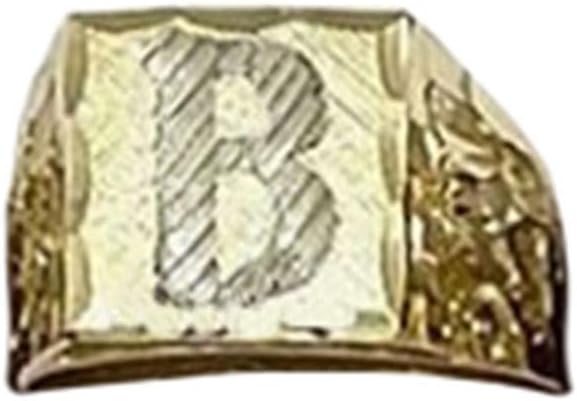 Nugget Style Initial Letter Ring, A-Z, 18K Gold Plated, Non Tarnish