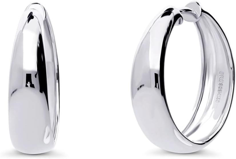 BERRICLE Sterling Silver CZ Dome Fashion Hoop Huggie Earrings for Women, Cubic Zirconia, Rose/Yellow Gold Flashed, Small/Medium Size (0.5-1 Inch)