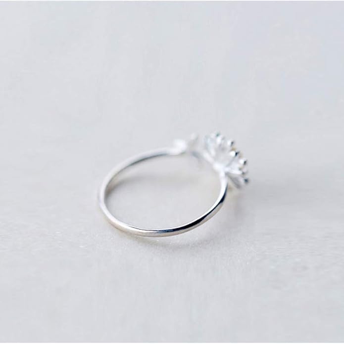 NewZenro Daisy Flower Cute Leaf Sterling Silver Engagement Open Toe Rings Dainty Adjustable Gold Plated Finger Promise Statement Sunflower Ring Jewelry Gifts for Birthday Women Daughter