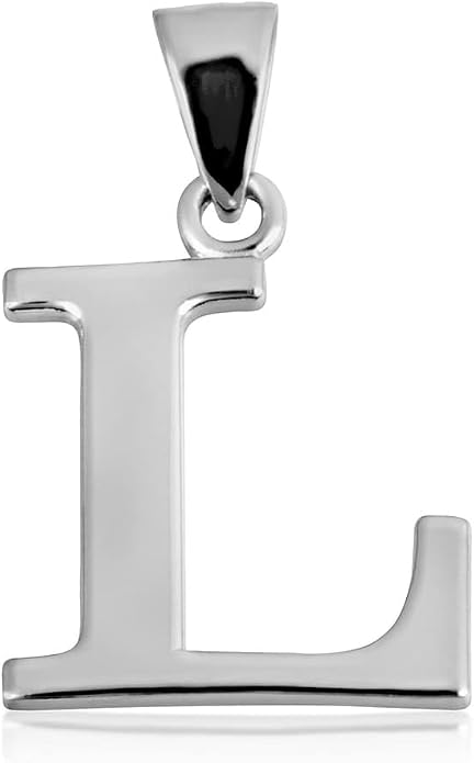 Claddagh Gold .925 Sterling Silver Initial Pendant Charm – Personalized Alphabet Letter Jewelry in 0.80mm or 0.55mm Block Font