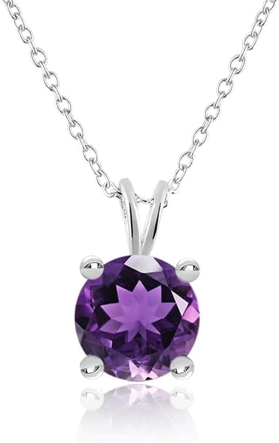 OdrillionGems Natural Gemstone Pendant Necklace, 925 Sterling Silver, Healing Crystal, Birthstone, Round Faceted, Handmade, Women Jewelry, Christmas Gift 16+2inch