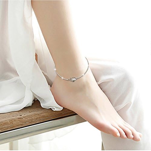 Alphm Anklet for Women S925 Sterling Silver Adjustable Foot Evil Eye Starfish Heart Bead Butterfly Celtic Knot Cross Multilayer Layered Ankle Bracelet Jewelry