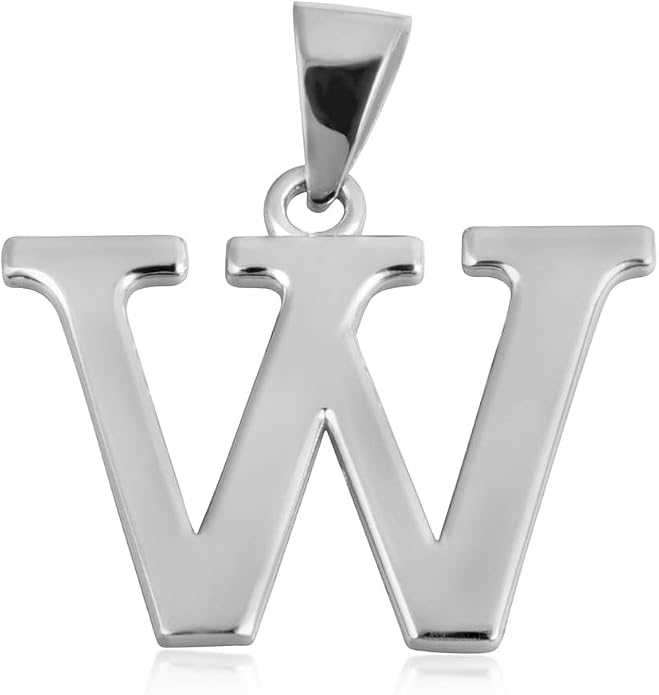 Claddagh Gold .925 Sterling Silver Initial Pendant Charm – Personalized Alphabet Letter Jewelry in 0.80mm or 0.55mm Block Font