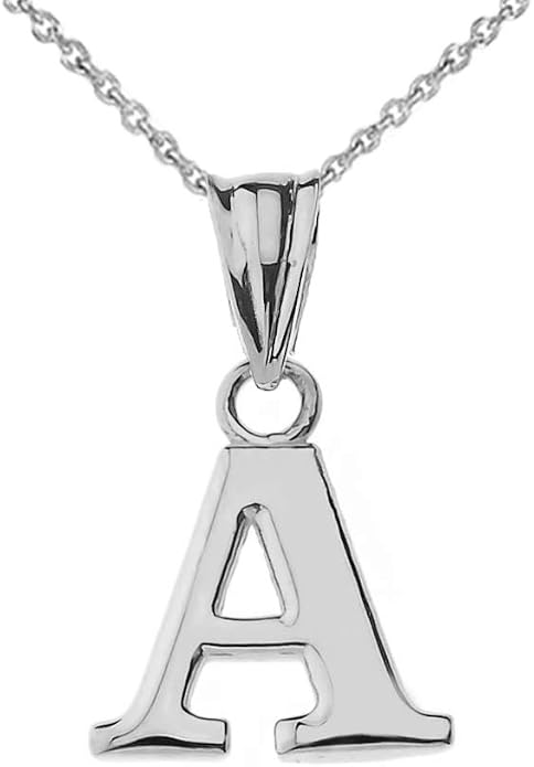 Claddagh Gold .925 Sterling Silver Initial Pendant Charm – Personalized Alphabet Letter Jewelry in 0.80mm or 0.55mm Block Font