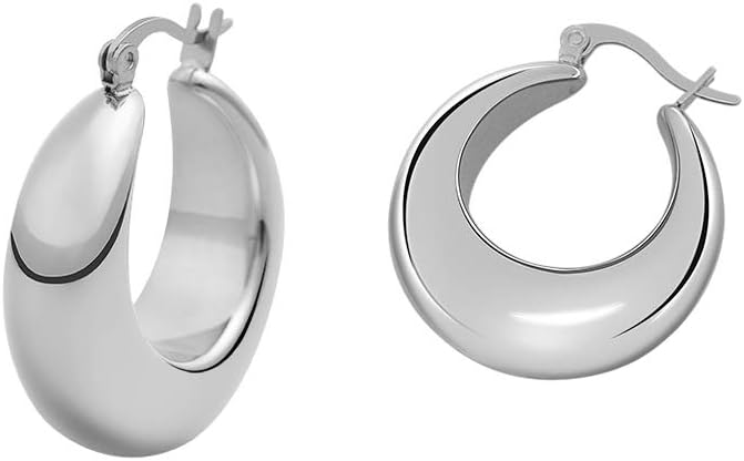 Chunky Large Thick Rounded Tube Hoop Earrings