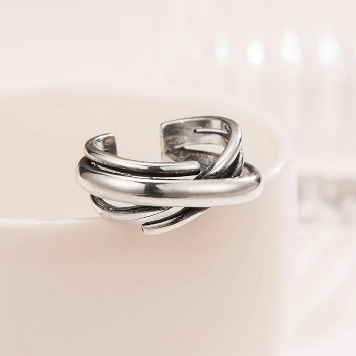 925 Sterling Silver Ring Minimalist Adjustable Rings Band Handmade Rings for Women Girls