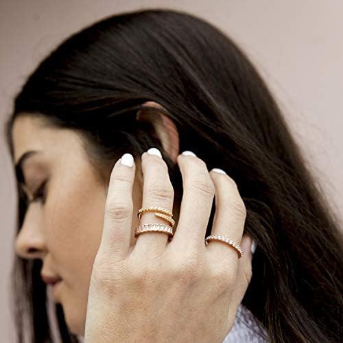PAVOI 14K Gold Plated Cubic Zirconia Open Twist Eternity Band for Women