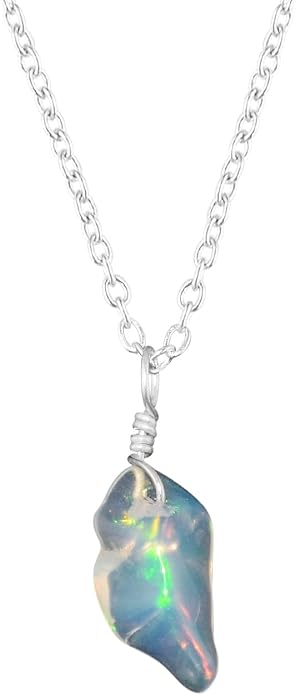 Natural Gemstone Pendant Necklace for Women Handmade Birthstone Healing Crystal Jewelry Chain 20" Stone Birthday Christmas Wedding Gifts for Her