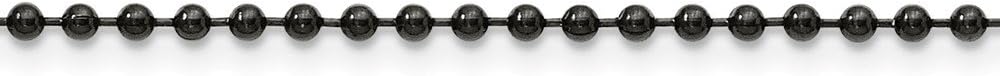 Stainle Sterling Silver Steel 2.4mm IP Black-Plated 18in Ball Chain