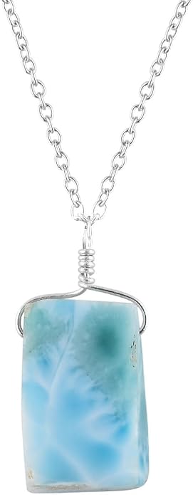 Raw Gemstone Dainty Pendant Necklace for Women, Natural Birthstone Handmade Jewelry, Healing Chakra Crystal, Silver Plated Chain 18" Birthday Gift for Her