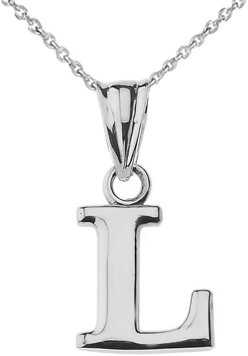 Claddagh Gold .925 Sterling Silver Initial Pendant Charm – Personalized Alphabet Letter Jewelry in 0.80mm or 0.55mm Block Font