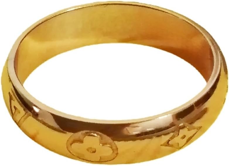 Gold Rings for Women, Dainty Personalized Carved 6mm Gold-Plated Stainless Steel Rings,Thoughtful Mother's Day Birthday Gifts for Women