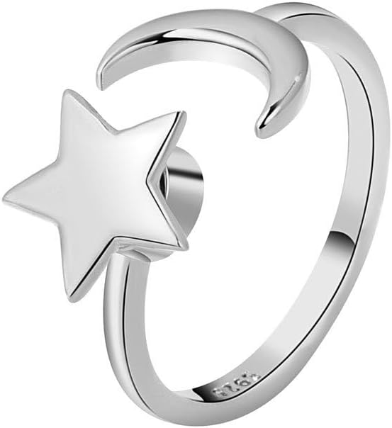Fidget Ring Anxiety Spinner Ring Open Adjustable Sunflower Star Moon Windmill Butterfly Rings Daisy Stress Relieving Fidget Women Cubic Zirconia Anti Stress Mood Rotate Inspirations Jewelry