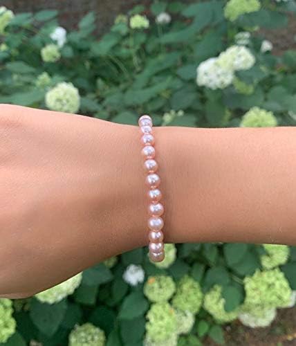 Freshwater Cultured Pearls White, Pink, Peach or Gray 7'' Classic Stretch Strand Pearls Bracelet Jewelry for Women (Choice of Size and Colors)