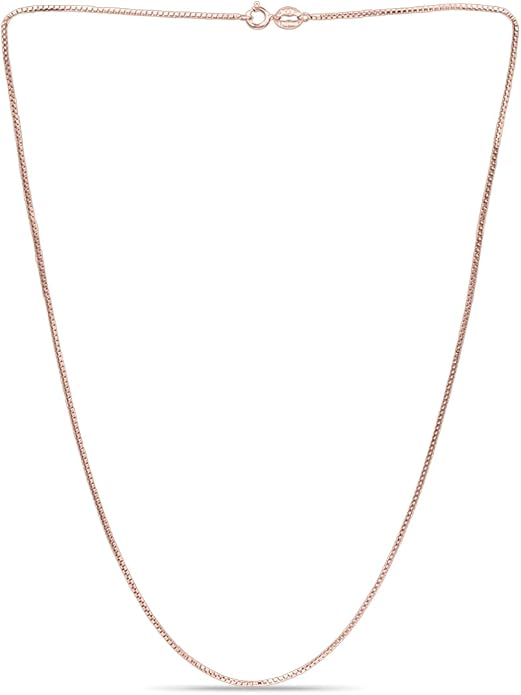 SEA OF ICE Chain Necklace 925 Sterling Silver with Ring Clasp Closure, Italian Box Necklace Chain Necklace for Women & Men, Available in Gold, Rose Gold, Silver, and Black Rhodium, Multisize