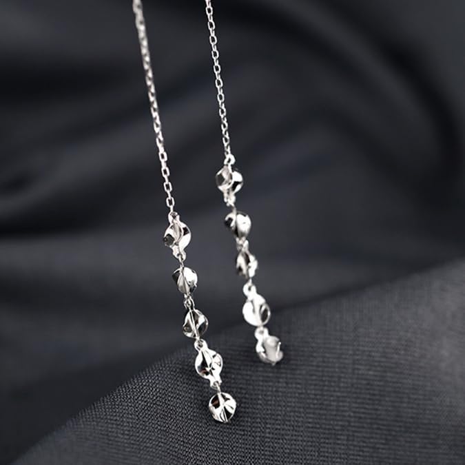 Sterling Silver Big Drop Earrings 925 Tassel Linear Ear Hanging Shimmering Fan Statement Teardrop Earrings - Designer Multi-Style Statement Exquisite Trendy Upscale Chandelier Dangle Earrings Jewelry Gift for Women