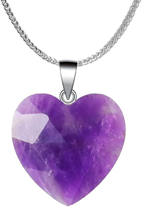 iSTONE 925 Sterling Silver Natural Crytral for Womens Pendant Necklace, Gemstone Birthstone with 17.8" Silver Chain Ladies