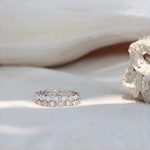 espere Milgrain Marquise & Round Cubic Zirconia Half Eternity Ring Stacking Infinity Wedding Band Sterling Silver 925 Size 3.5-10.5 3 Colors Available Half