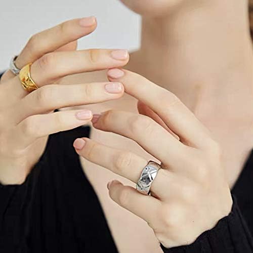 Shapes Studio 18k Gold Plated Rings for Women,Crush Wide Band Gold Plated Ring, Stacking Rings, Wedding Band Minimalist Style