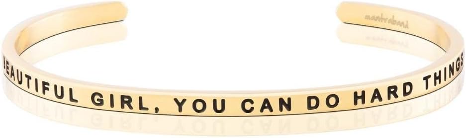 MantraBand - Mantra Band Bracelet - Gold color - Inspirational Engraved Adjustable Cuff - Gifts for Women, Sisters, Friends, Family