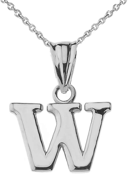Claddagh Gold .925 Sterling Silver Initial Pendant Charm – Personalized Alphabet Letter Jewelry in 0.80mm or 0.55mm Block Font