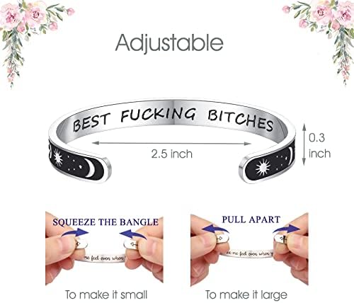 TONY & SANDY Inspirational Bracelets for Women Teen Girls Personalized Gifts for Daughter Granddaughter Mom Sister Friends Stainless Steel Engraved Cuff Birthday Easter Christmas
