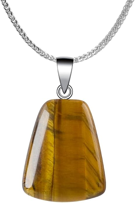 iSTONE 925 Sterling Silver Natural Crytral for Womens Pendant Necklace, Gemstone Birthstone with 17.8" Silver Chain Ladies
