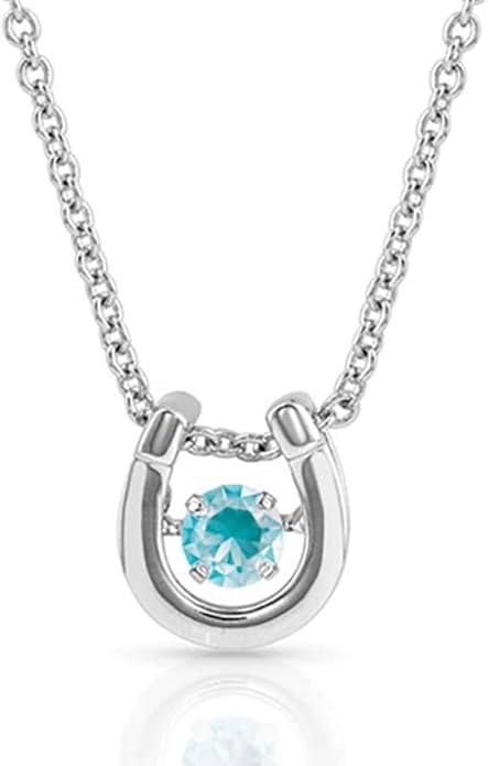 Montana Silversmiths Women's Dancing Birthstone Cubic Zirconia Horseshoe Pendant Necklace
