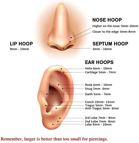 316L Surgical Steel Septum Clicker Ring Nose Ring Hoop Sleeper Hoop Earring Helix Rook Conch Cartilage Daith Tragus Earrings Lobe Nose Piercing Jewelry for Women
